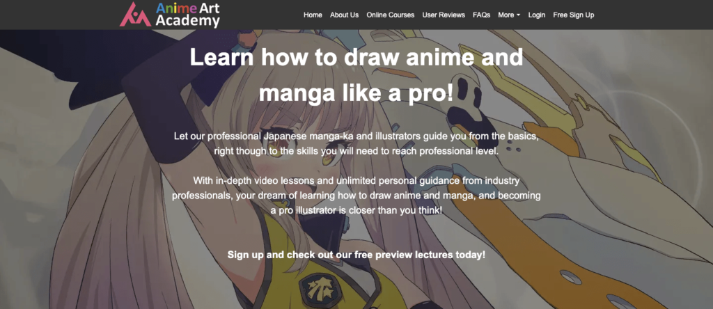 anime art academy homepage