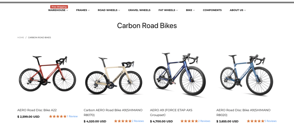 carbon road bikes homepage