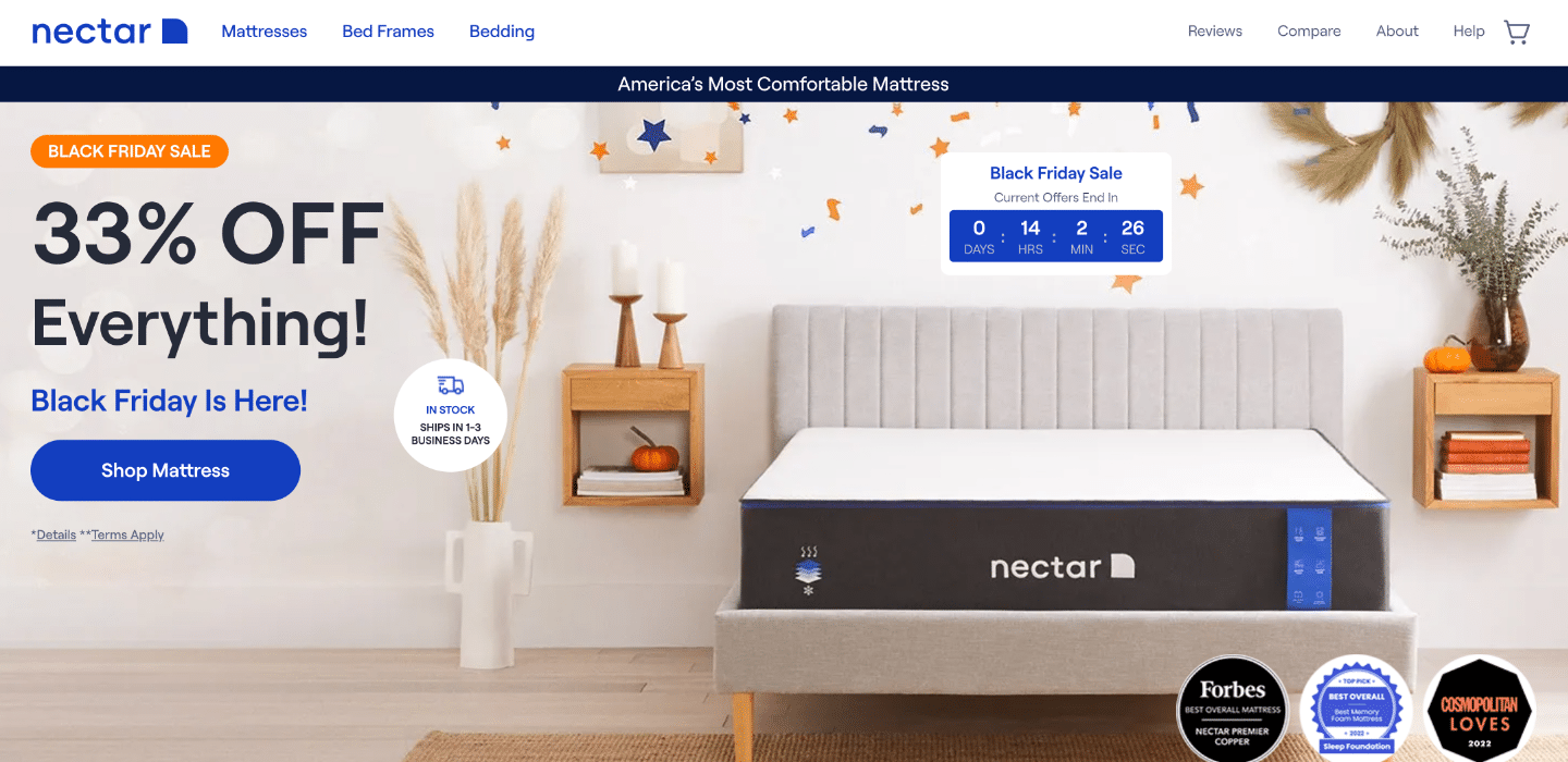 nectar mattress homepage