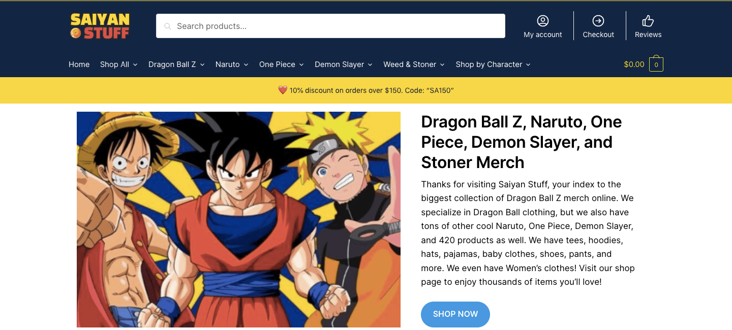 saiyan stuff homepage