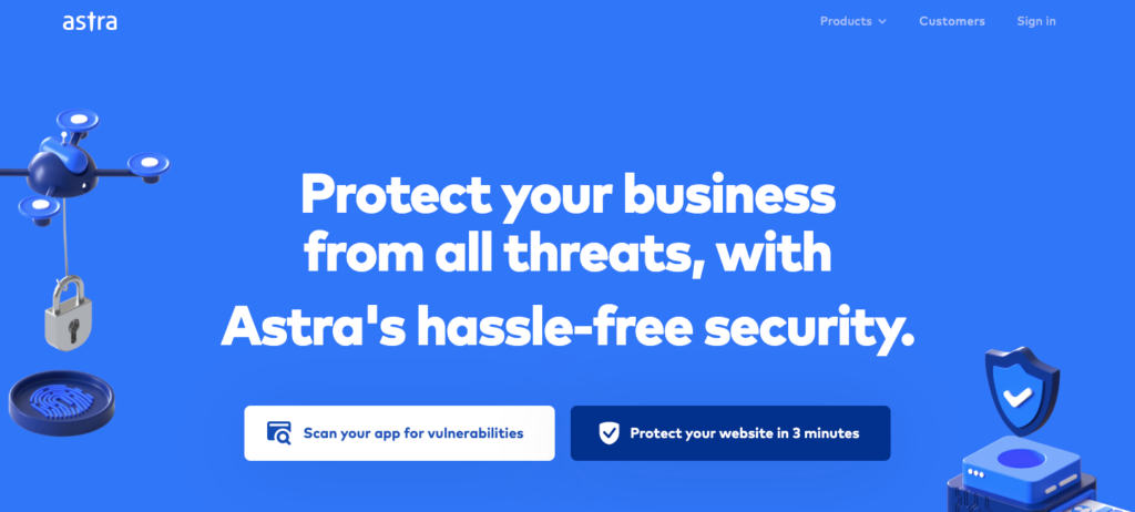 astra web security homepage screenshot