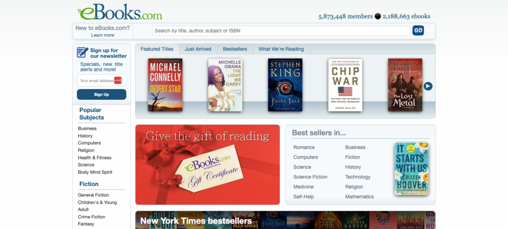 ebooks com homepage screenshot