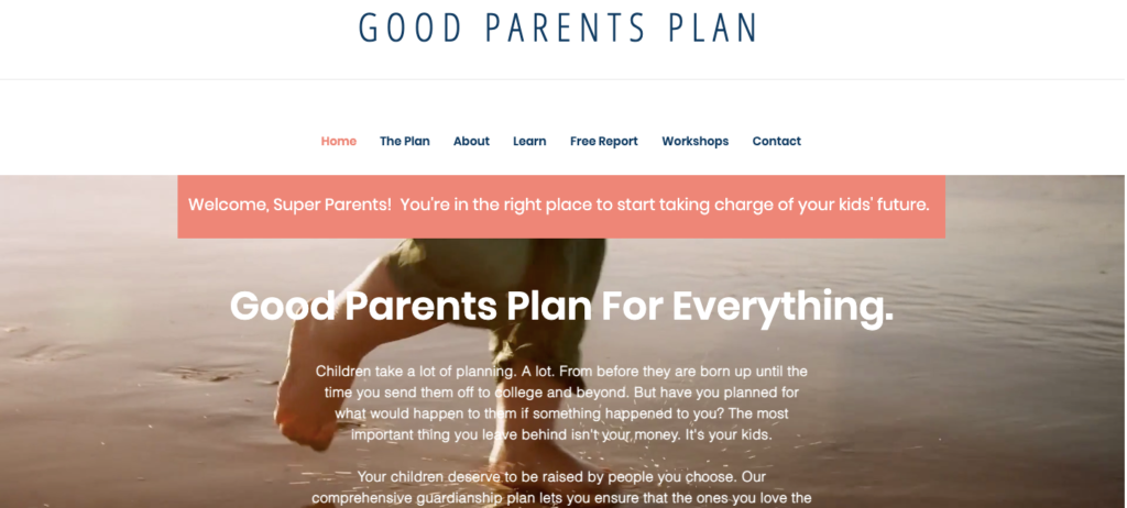 good parents plan homepage screenshot