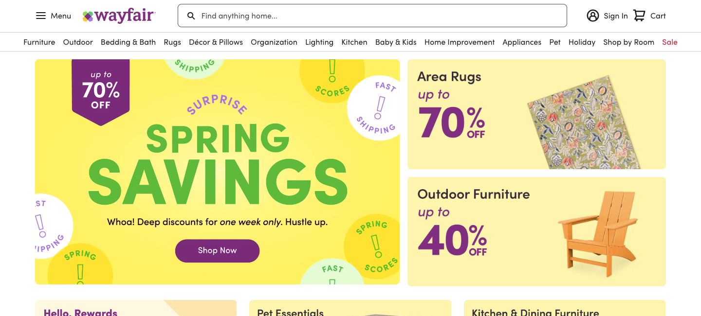 wayfair homepage