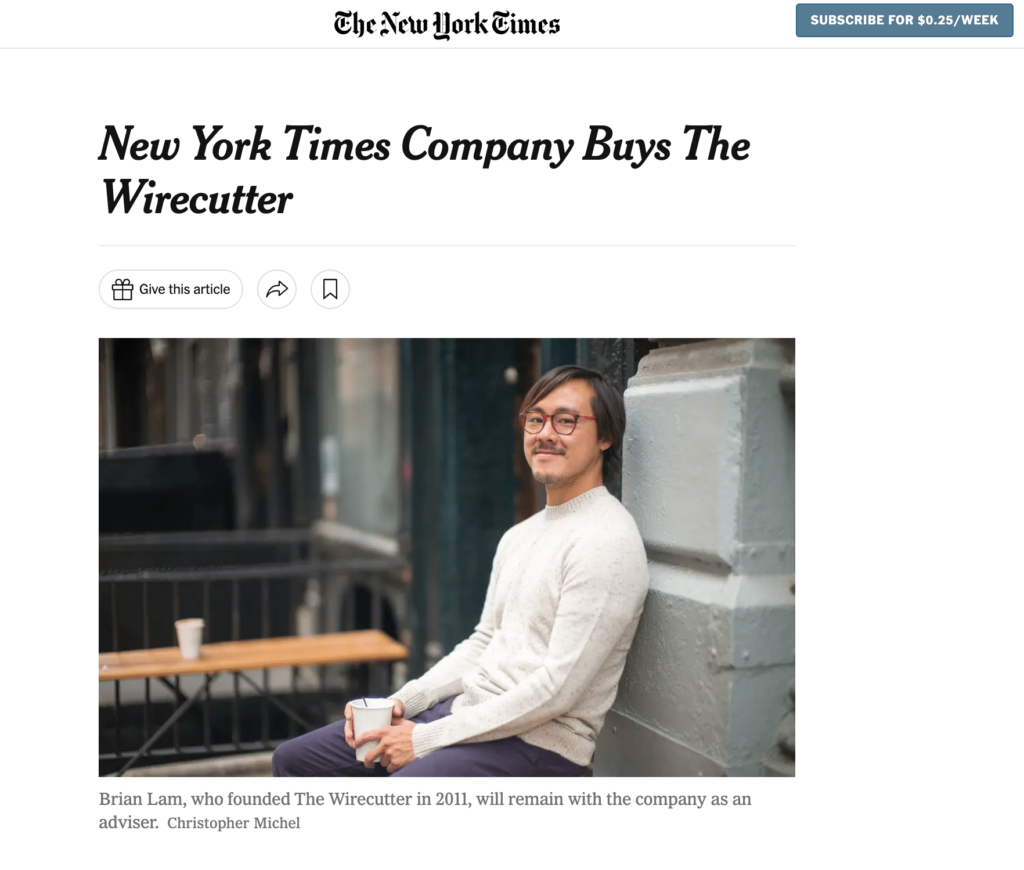 NY Times buys wirecutter