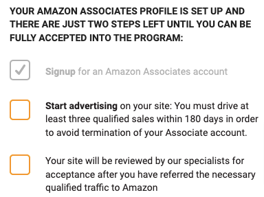 amazon affiliate account setup completed