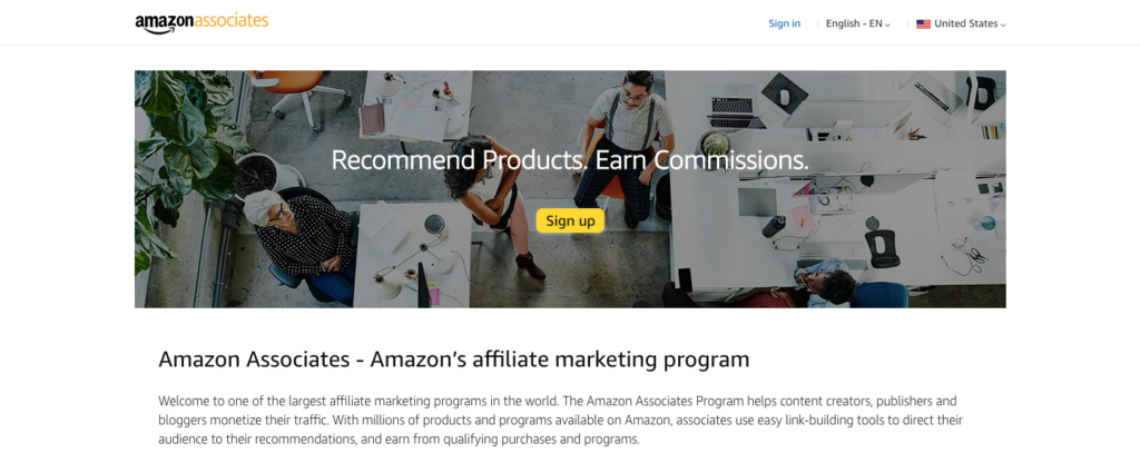 amazon associates homepage