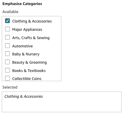 amazon recommendation ads categories