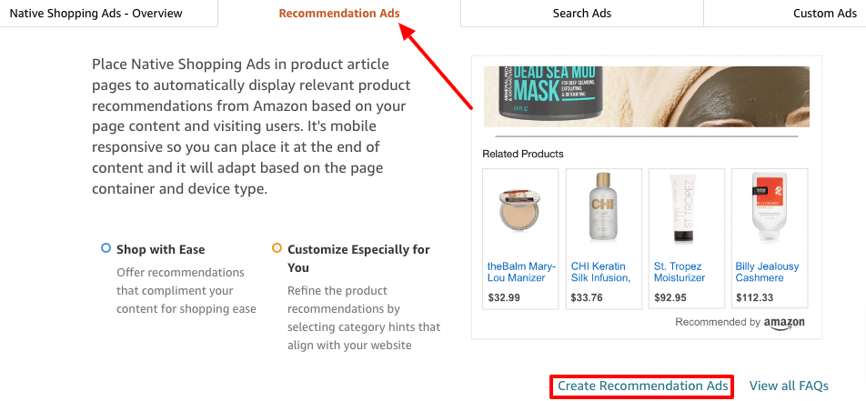 amazon recommendation ads
