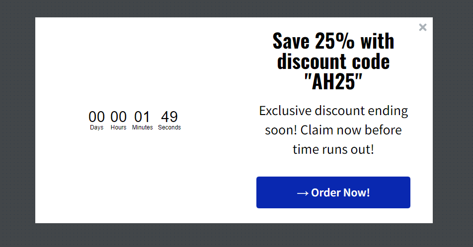 exit popup with discount