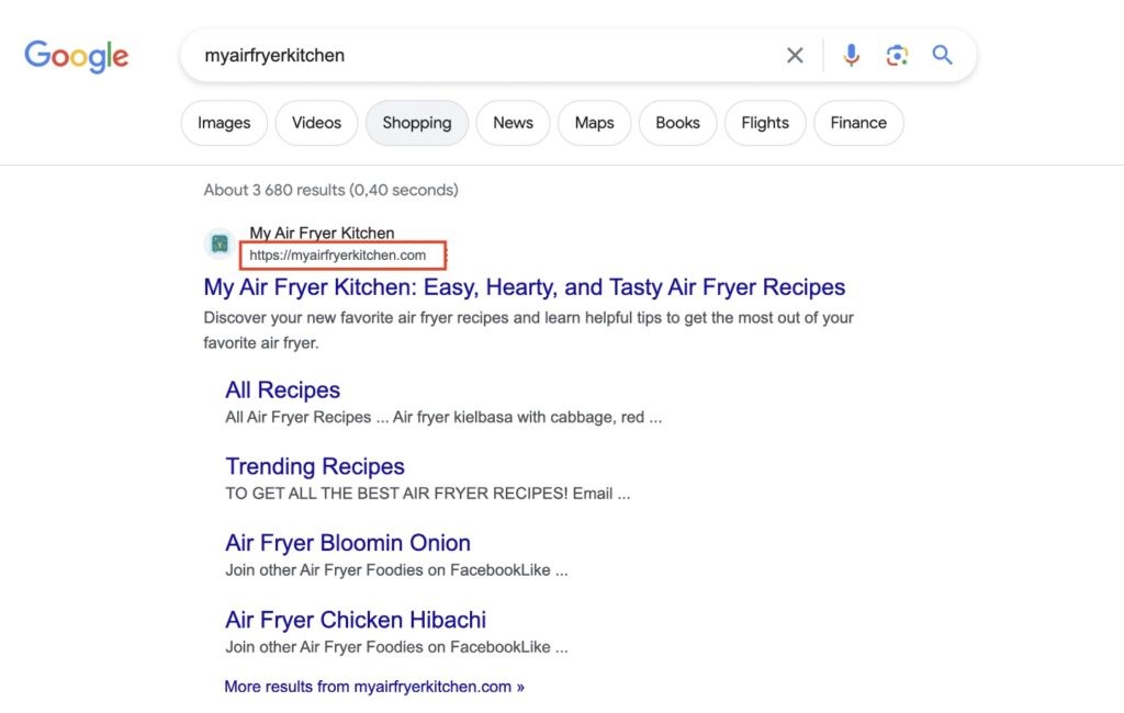 food blog domain name example