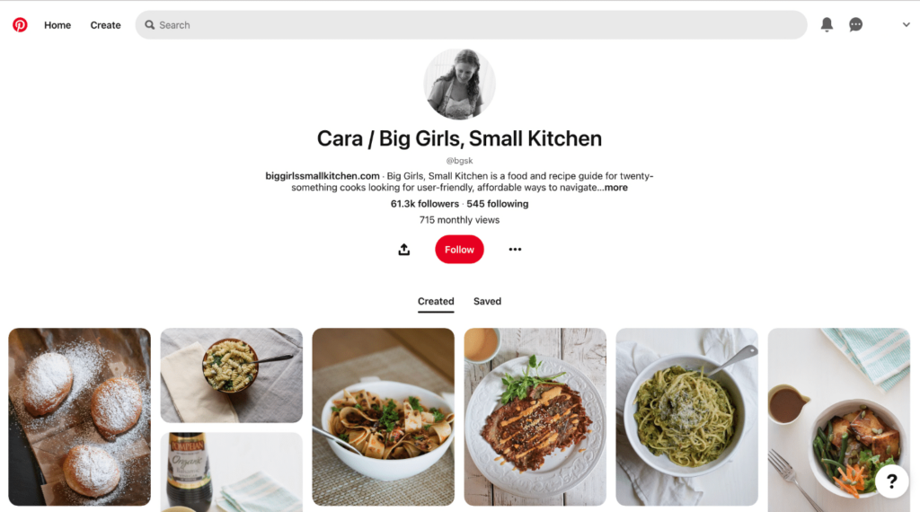 food blog successful pinterest account