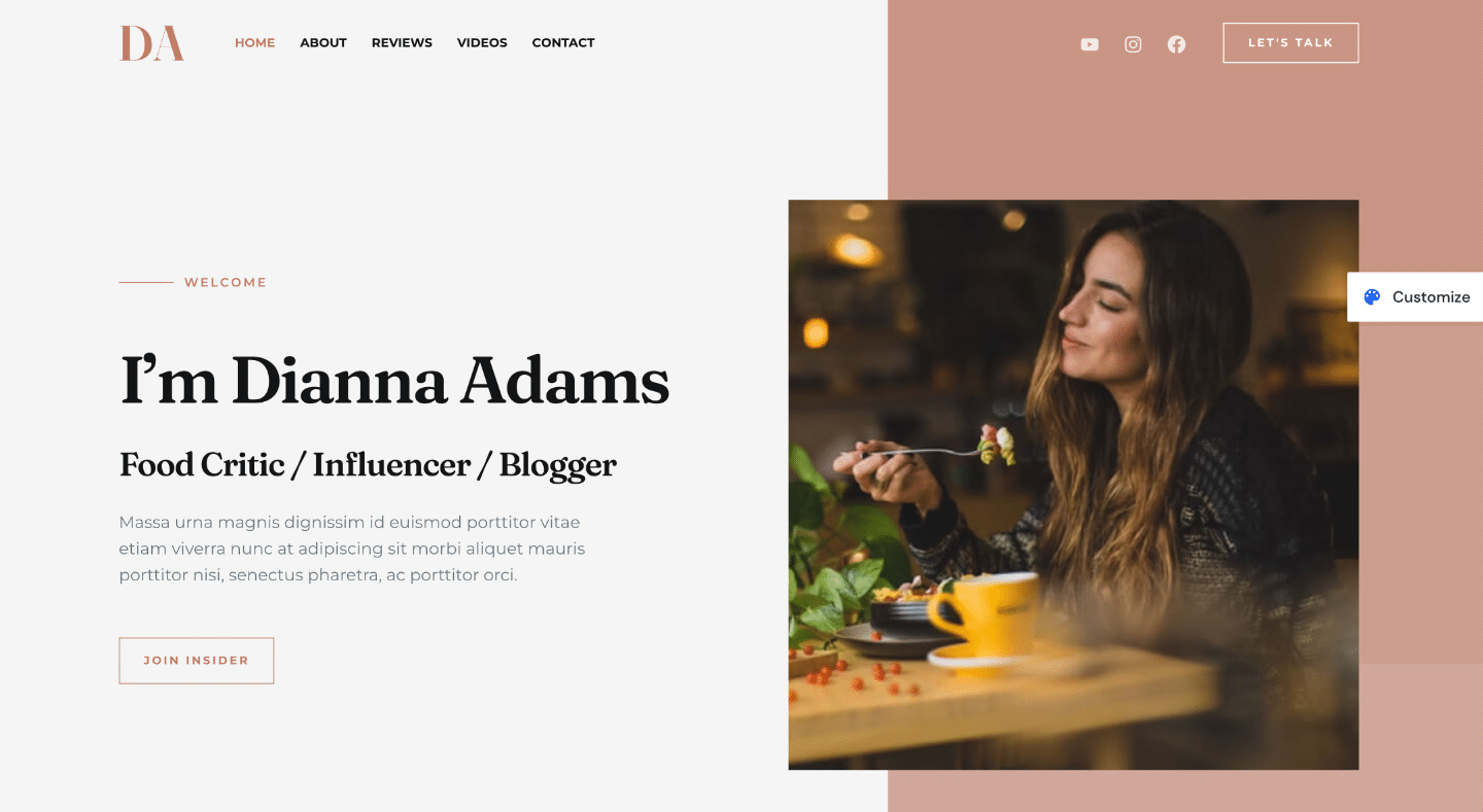 food blog theme template