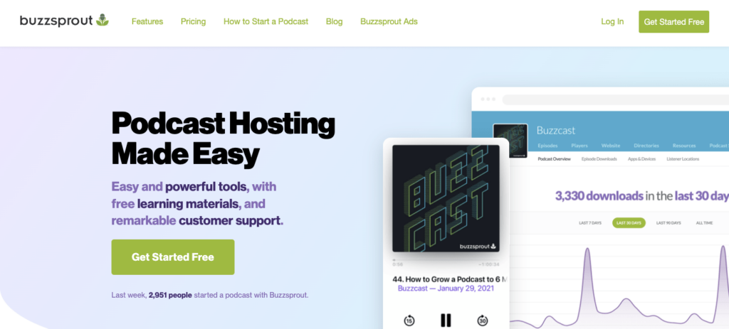 buzzsprout homepage