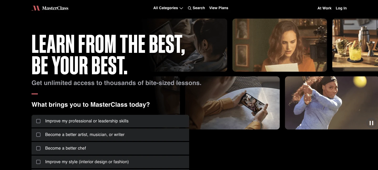 masterclass homepage