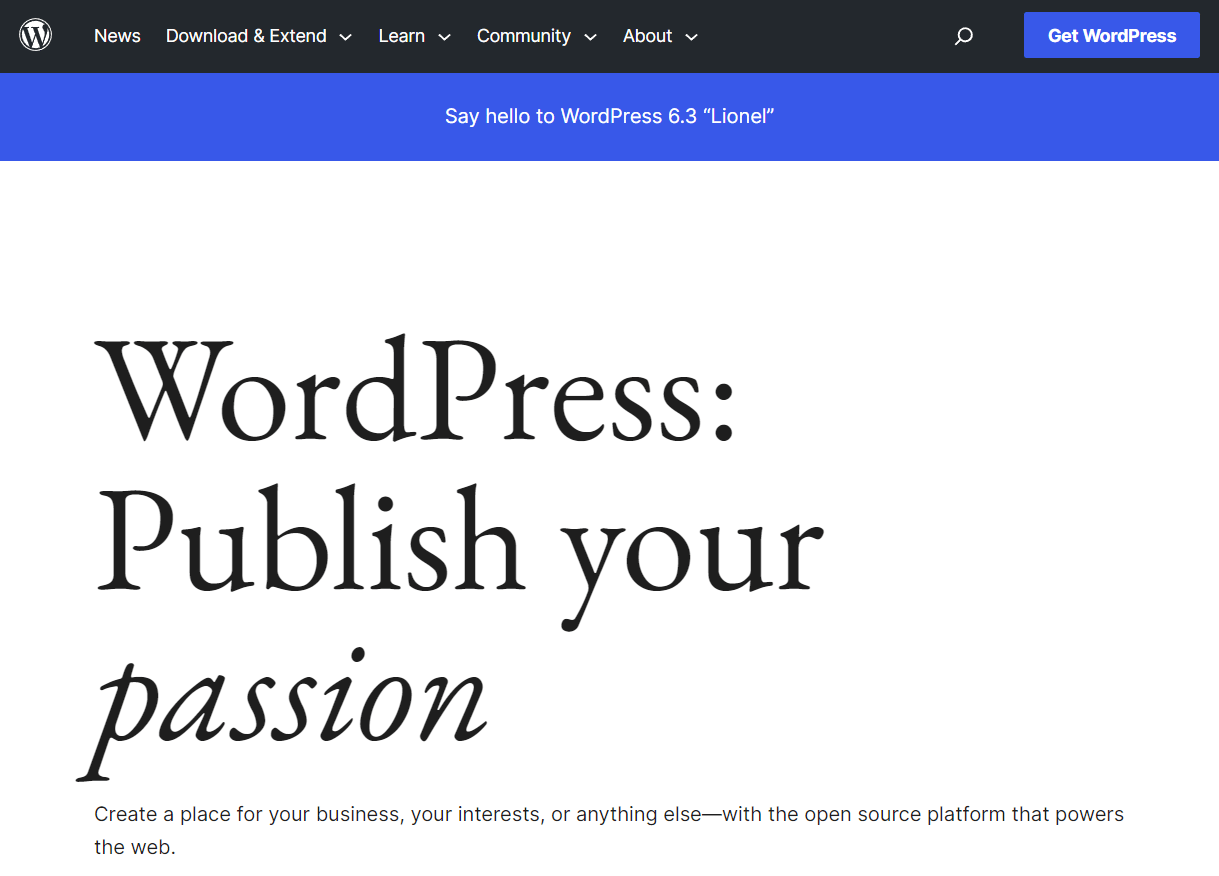 wordpress org homepage