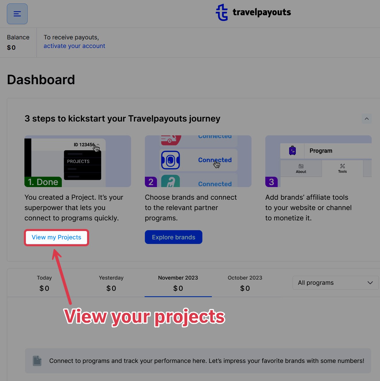 travelpayouts view projects 