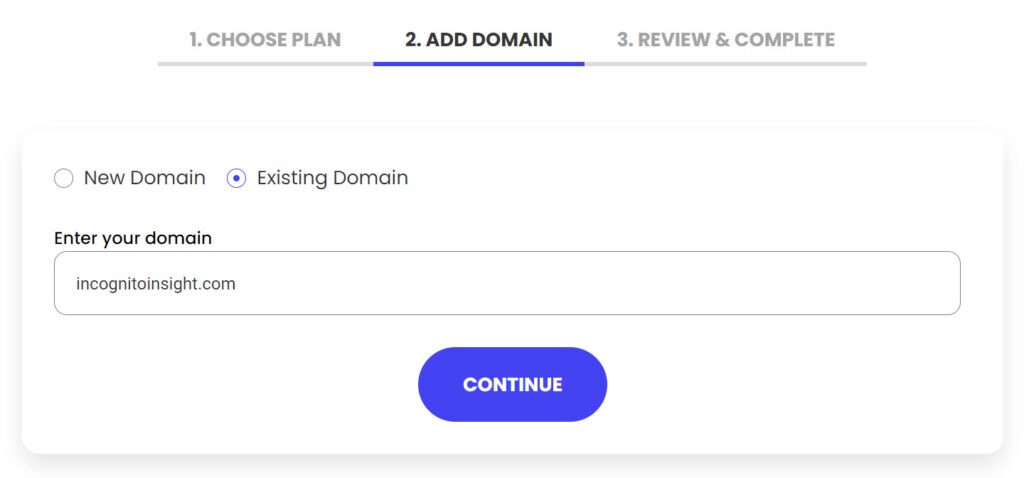 Add existing domain name