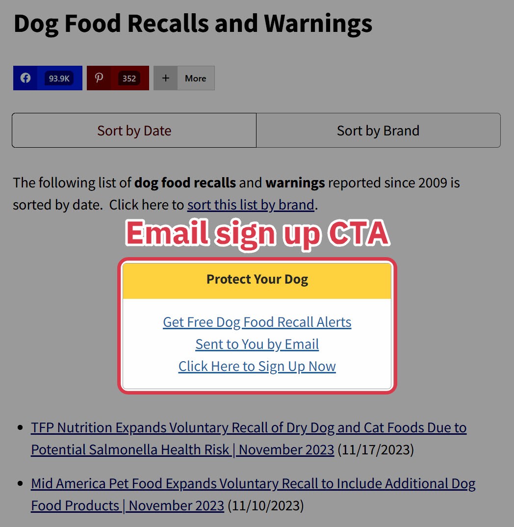DogFoodAdvisor Email Signup CTA