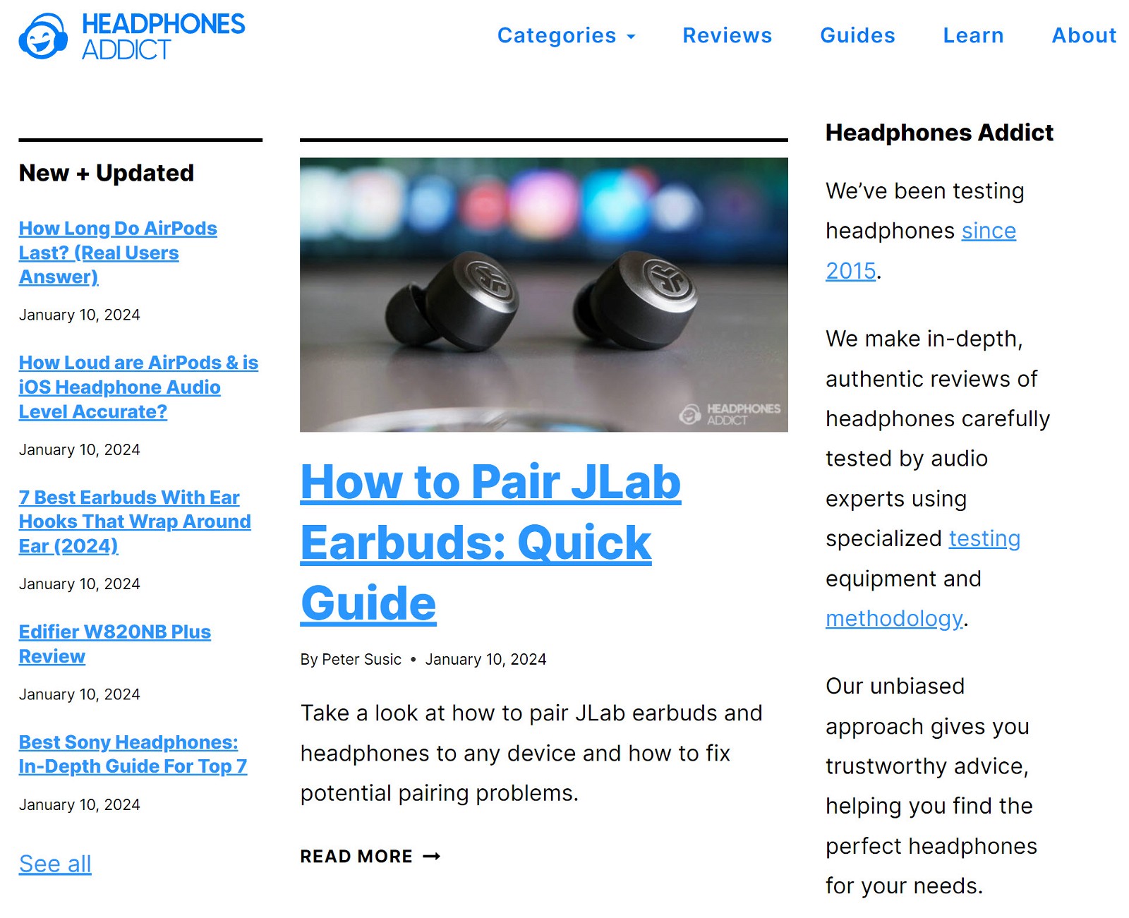 Headphones Addict homepage
