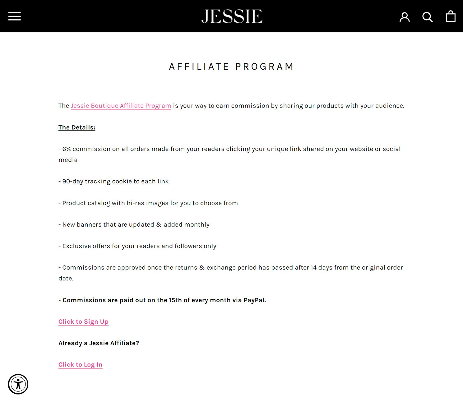 Jessie Boutique Affiliate Program