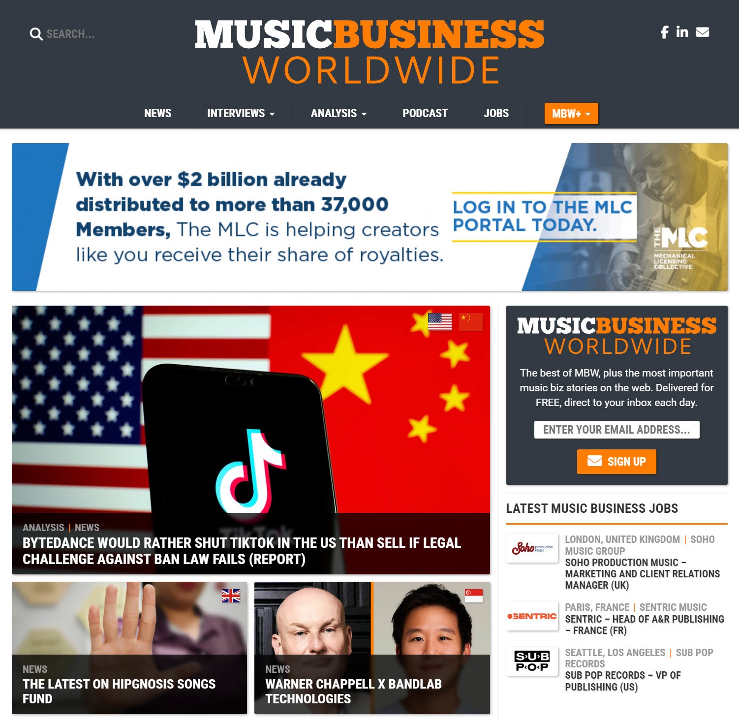 Music Business Worldwide Homepage