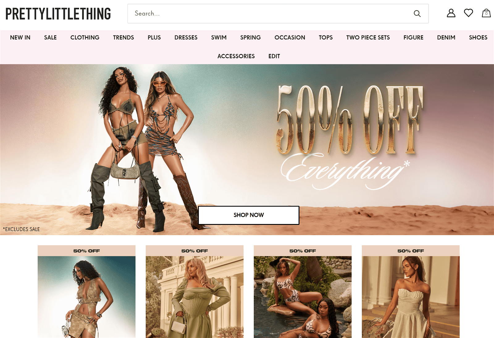 PrettyLittleThing Homepage