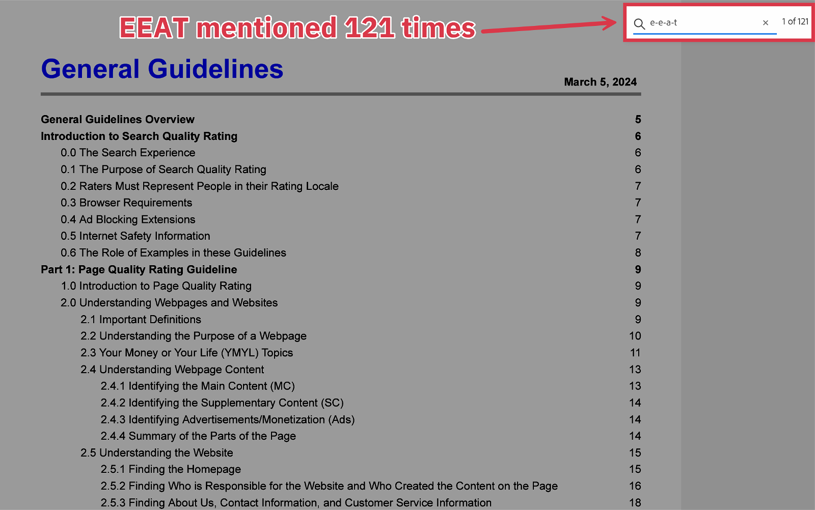 Search Rater Guidelines EEAT Mentions