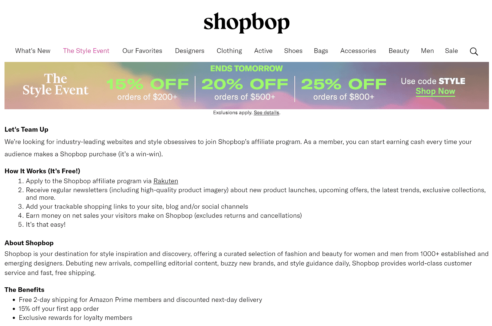 Shopbop Affiliate Program