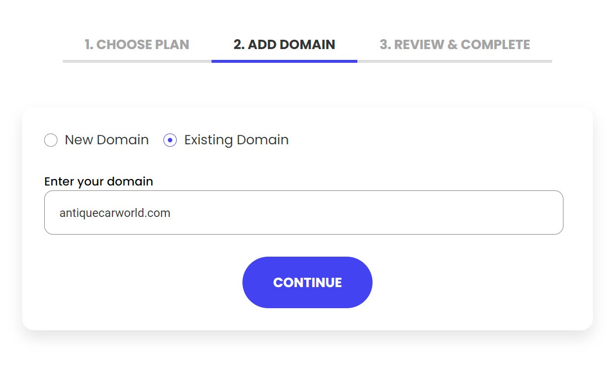 Siteground Existing Domain