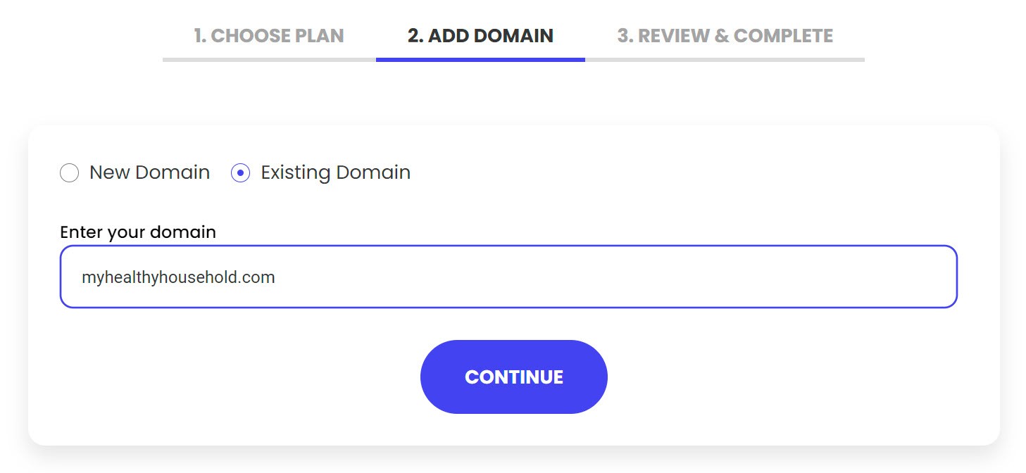 Siteground existing domain