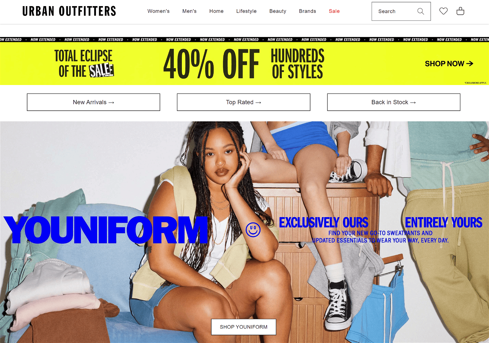 Urban Outfitters Homepage