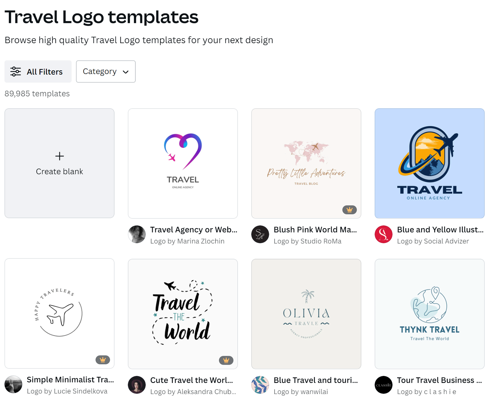 Canva travel logo templates