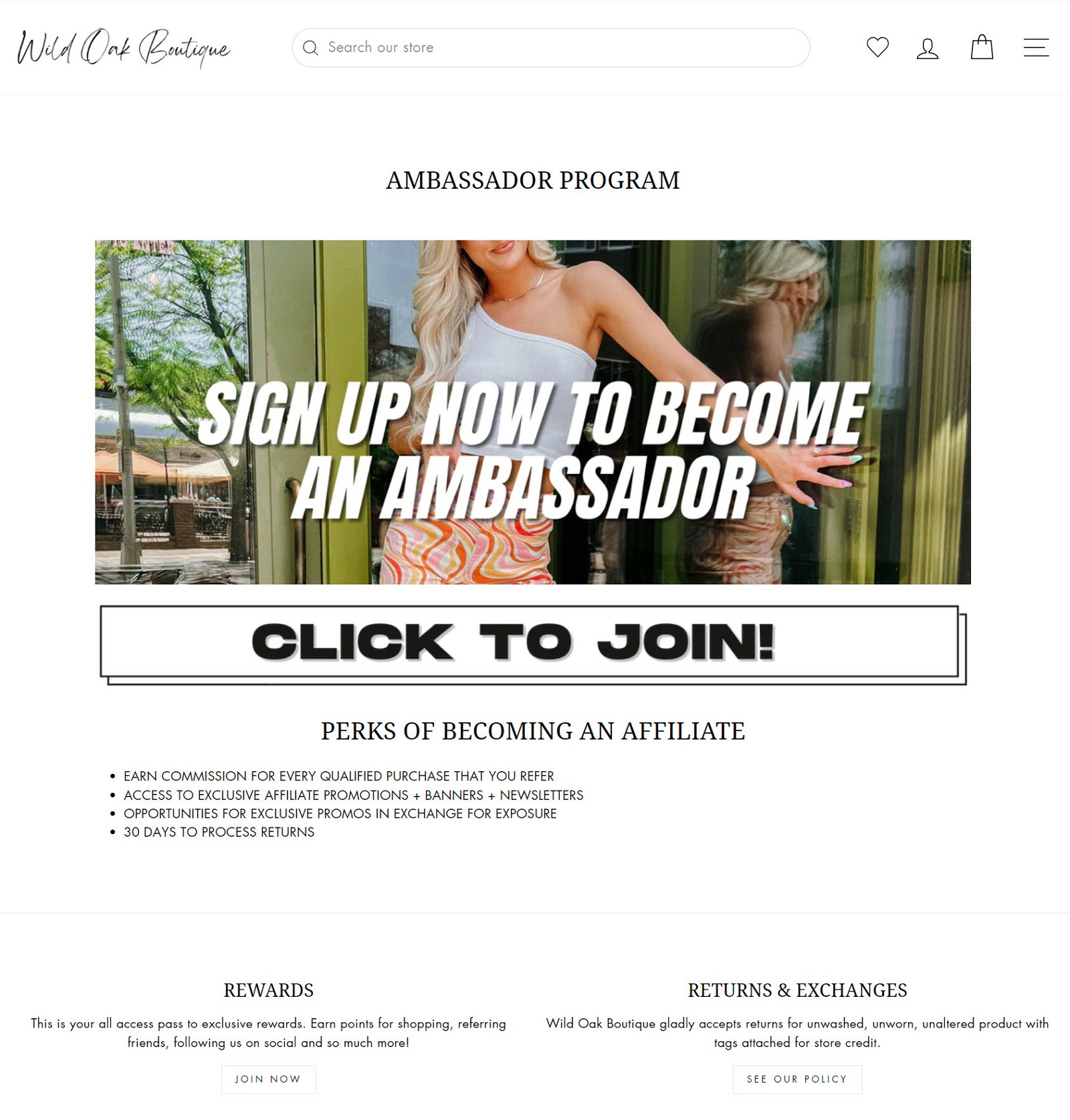 Wild Oak Boutique Affiliate Program