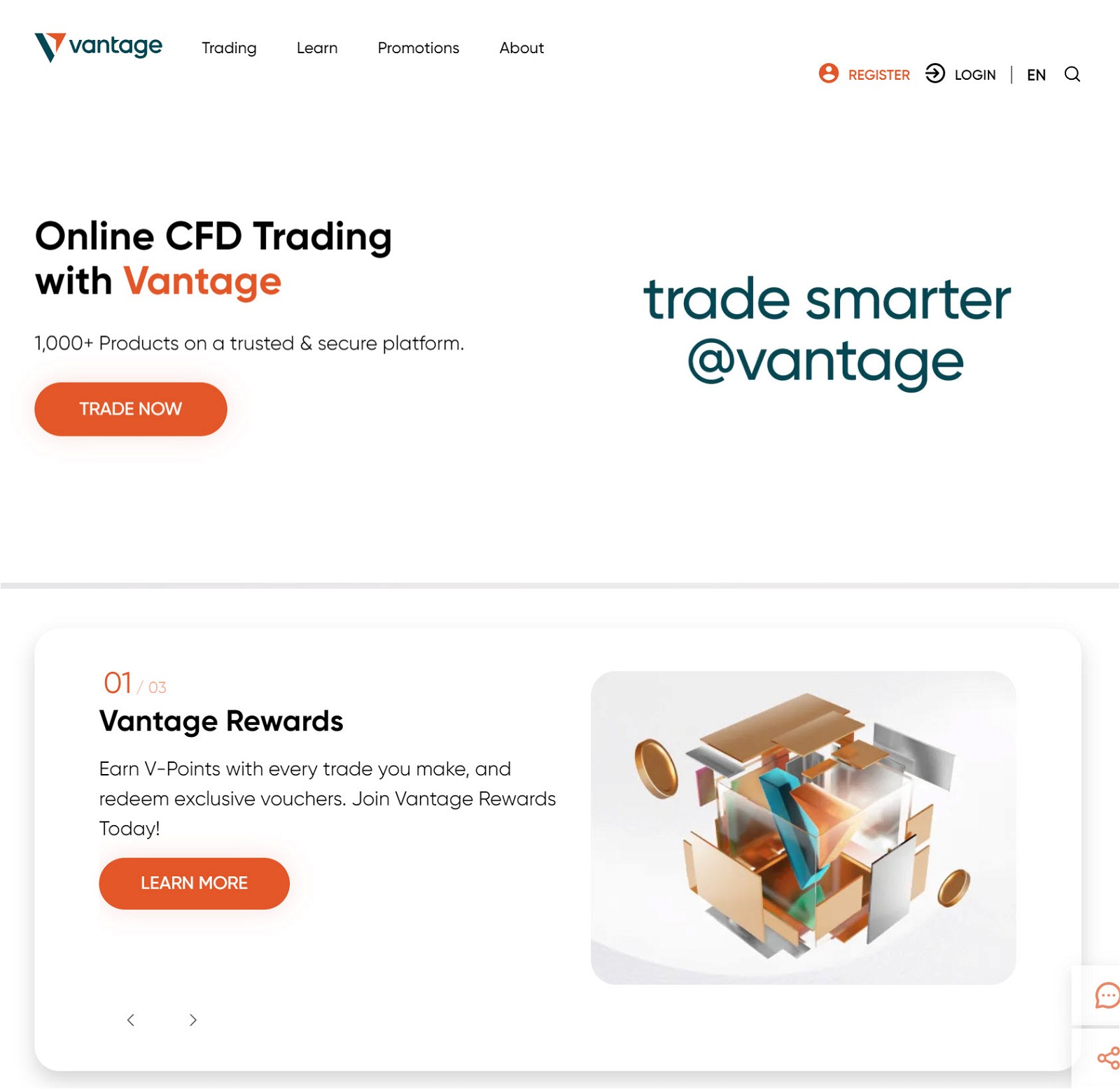 Vantage homepage