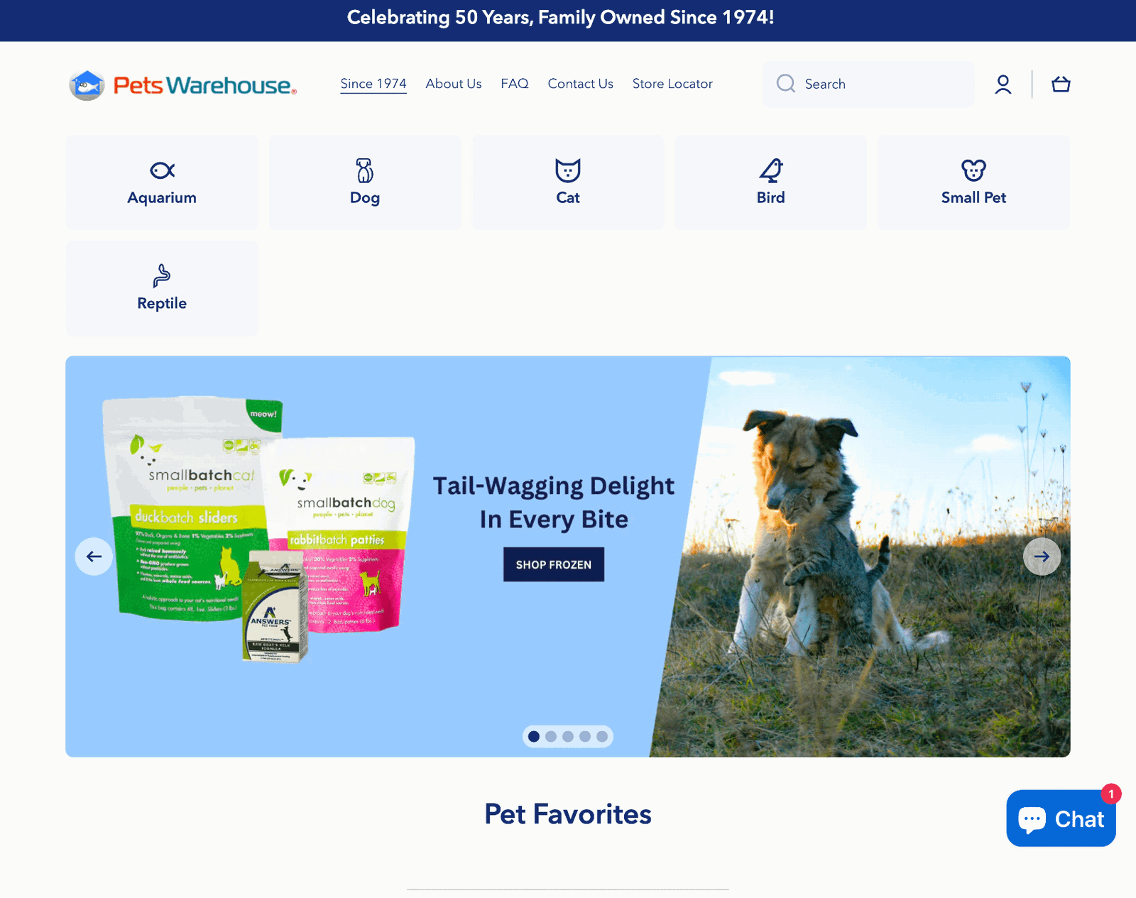 pets warehouse homepage