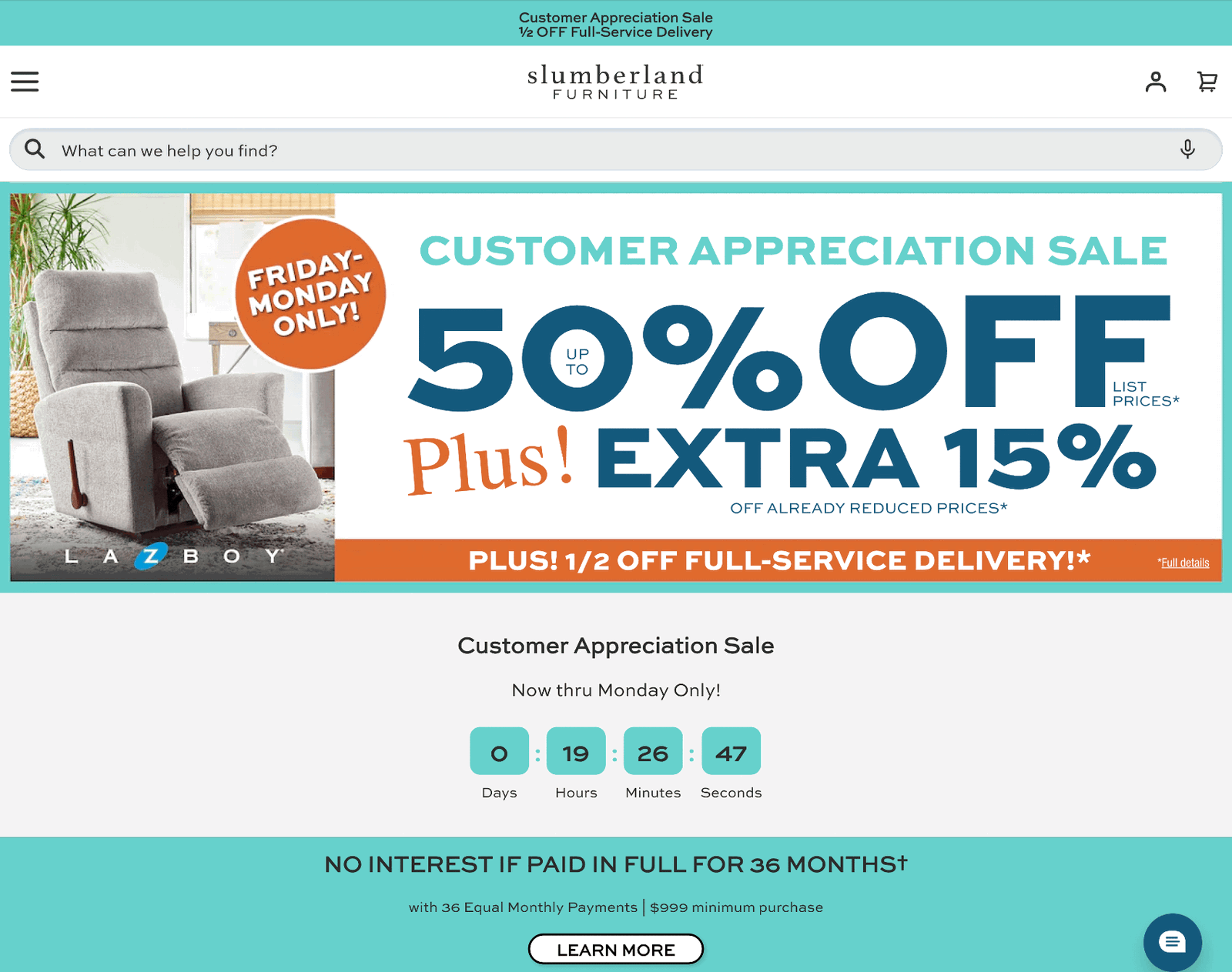 slumberland furniture homepage