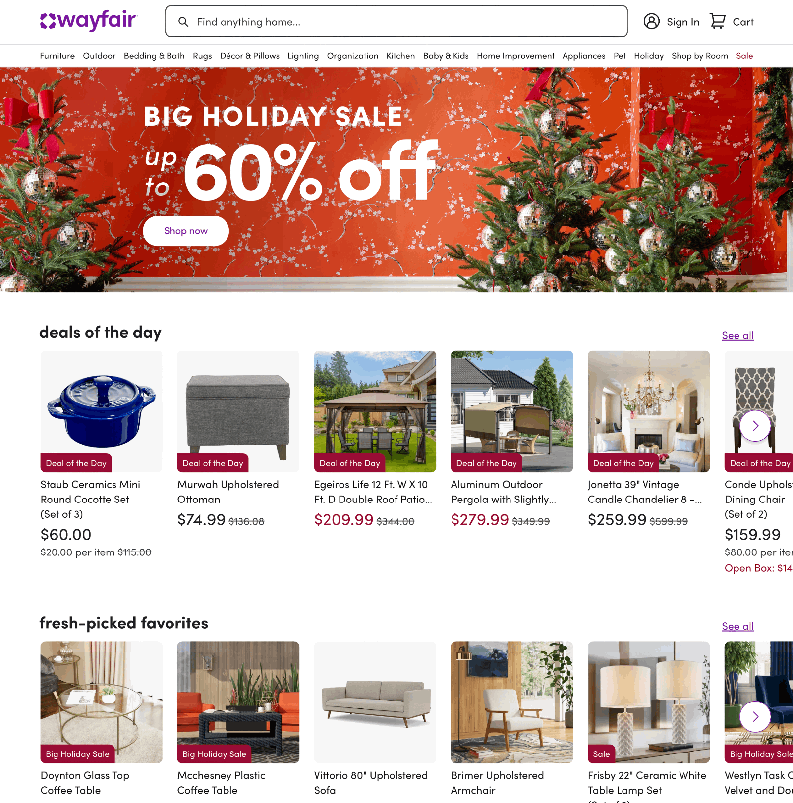 wayfair homepage